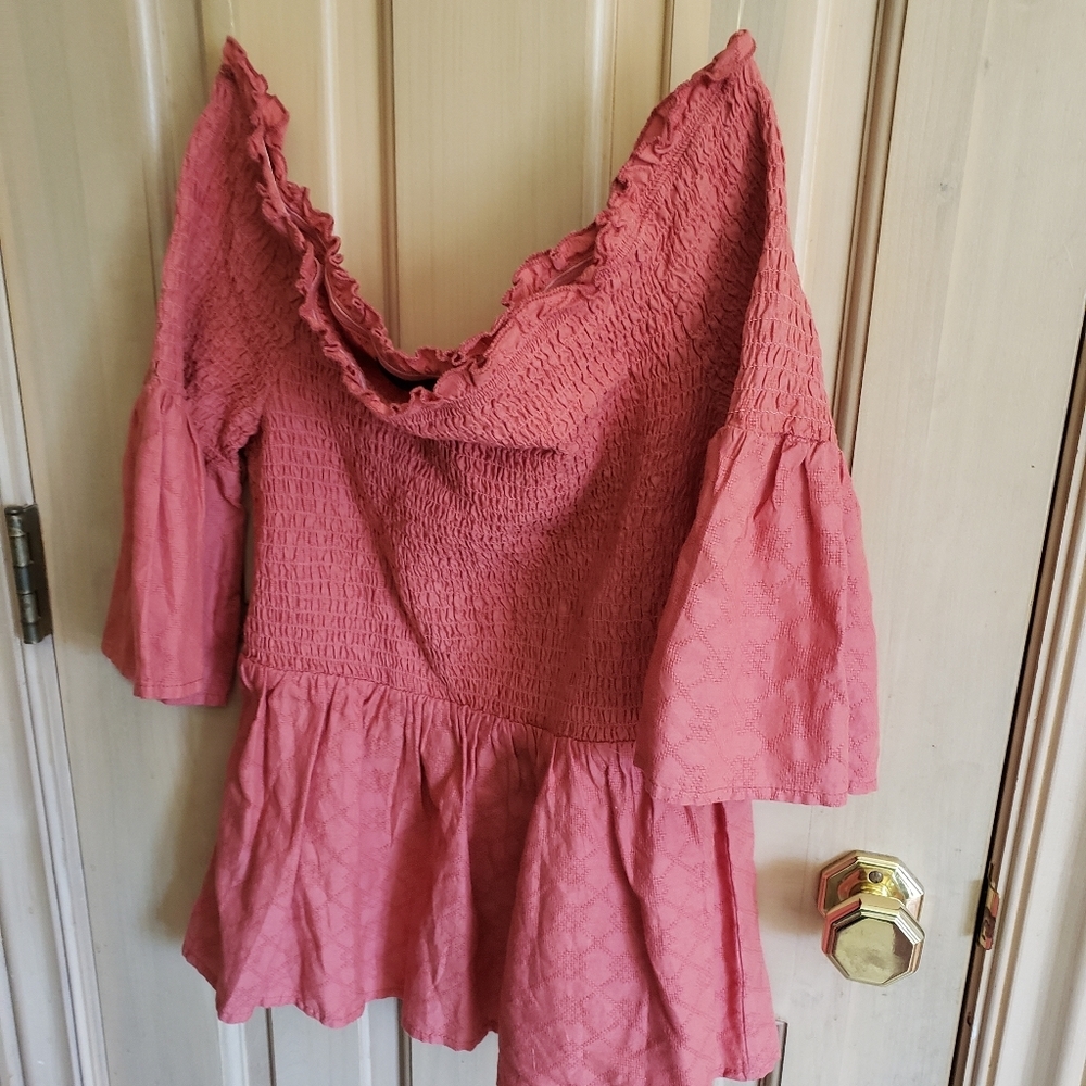 Blue Rain off shoulder misses sz L shirt cute Fairy Whimsy